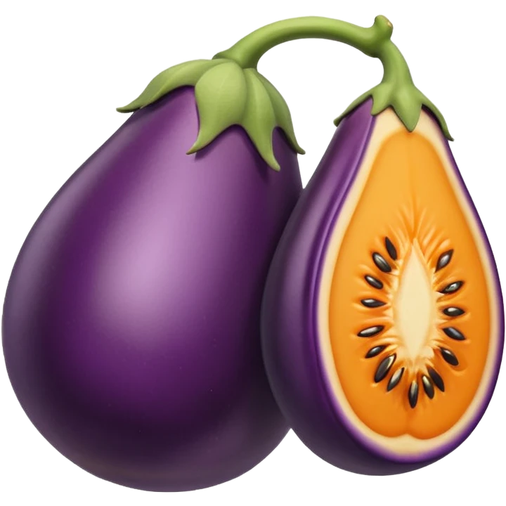 Une aubergine qui rentre dans une pêche emoji