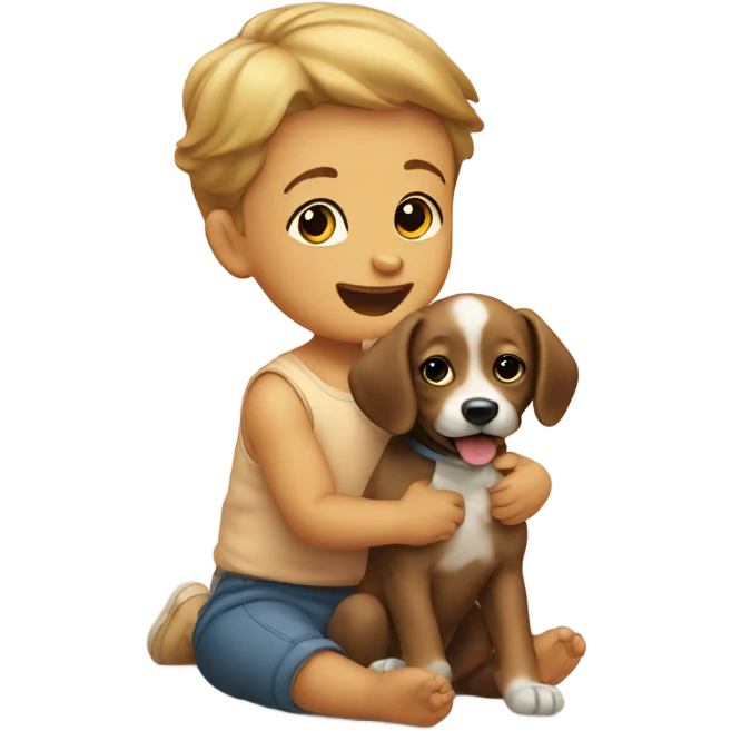 Baby playing with dog emoji