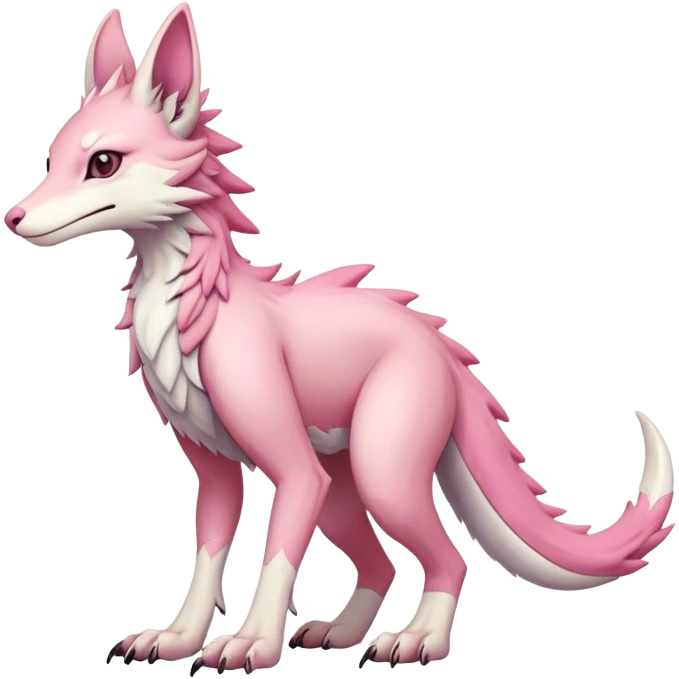 Feral Rare Fantasy cute pastel pink Vernid-Sergal-species by LiLaiRa, markings, tufted ears, full body emoji