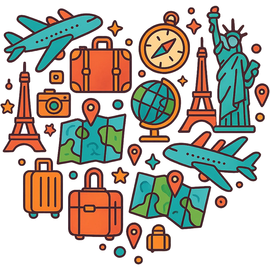 heart with a travel theme emoji