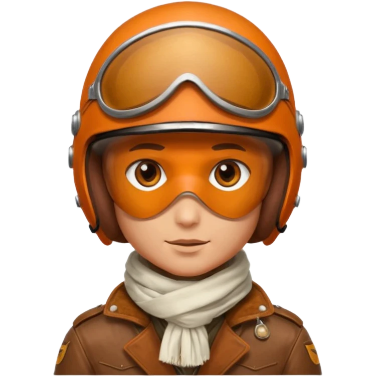 renard aviateur, casque en cuir vintage, écharpe blanche, blouson aviateur emoji
