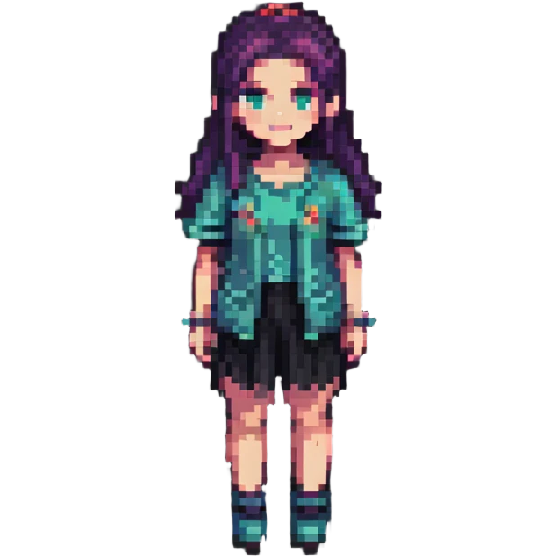 modern pixel art female character with contemporary clothing and hairstyle emoji