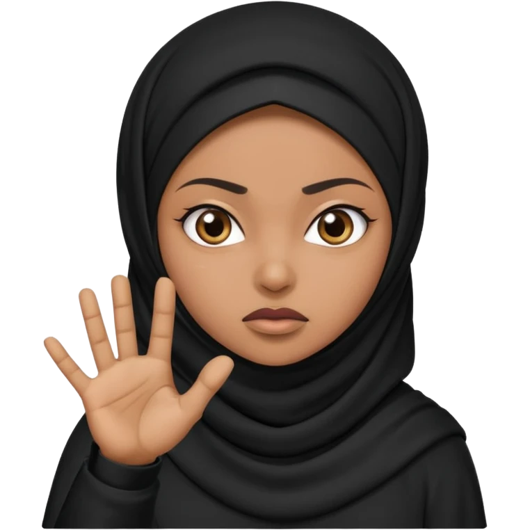 сердитая черная женщина мусульманка по пояс  показывает рукой в право  emoji