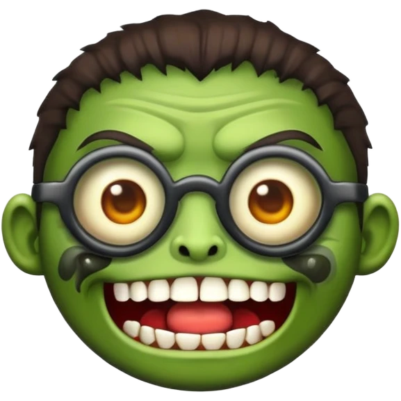 crie um emoji de zombie com cabelo curto e escorrido e óculos redondo emoji