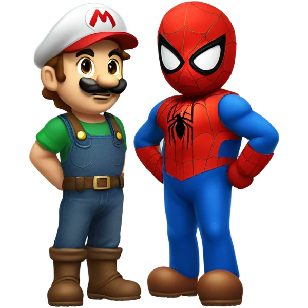 Mario with spider-man emoji