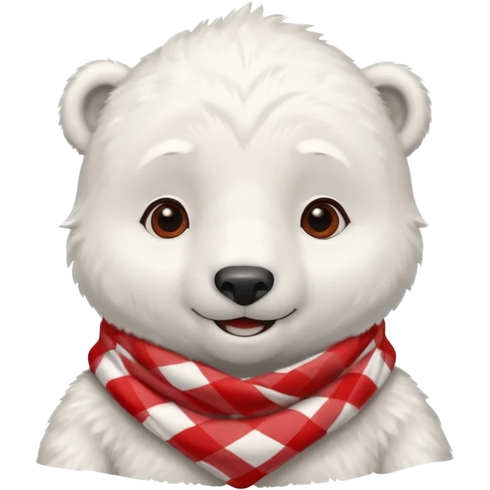 baby Polar Bear, smiling, wearing red Checkered Triangle scarf emoji