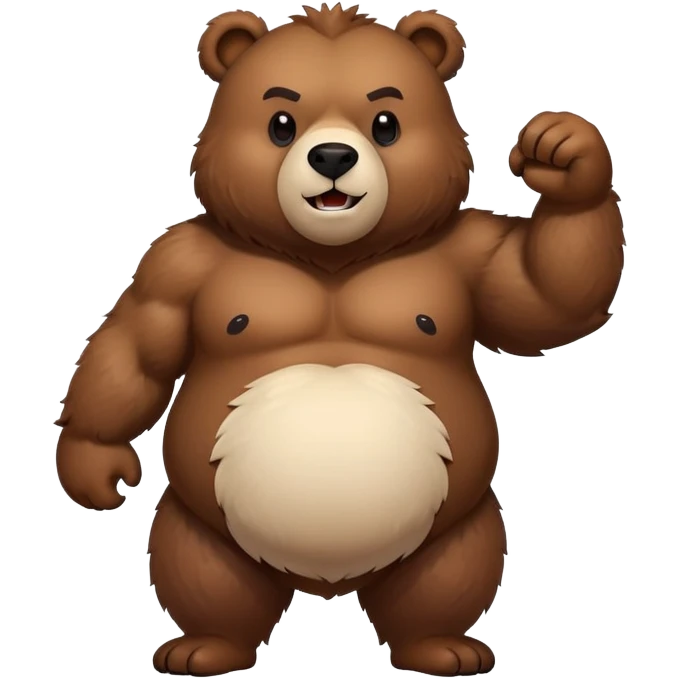 A pumped-up furry bear with a big belly emoji