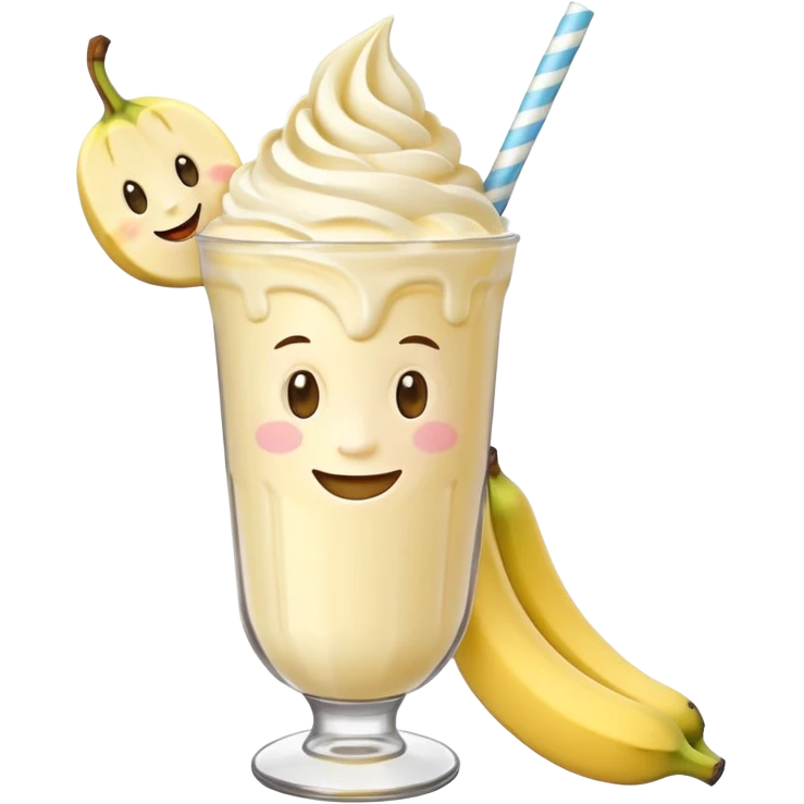 milkshake with a face, banana emoji