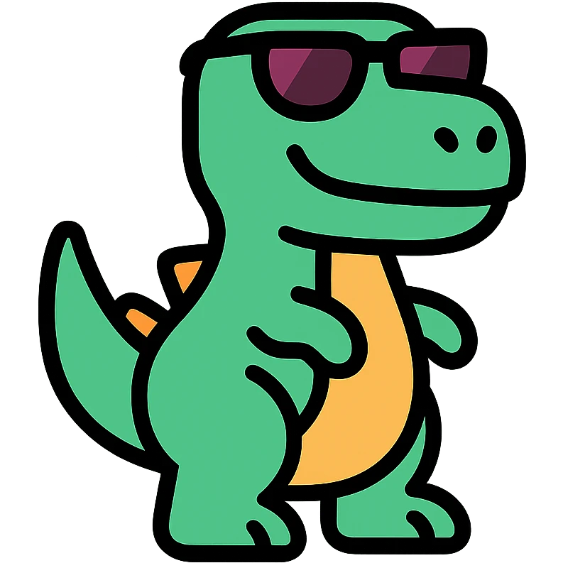 dinosaur wearing sunglasses, colorful icon emoji