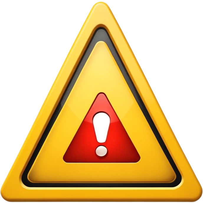 yellow warning triangle with stylized exclamation mark emoji