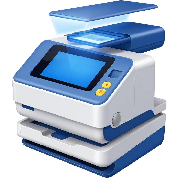 small scanner, blue laser, front view emoji