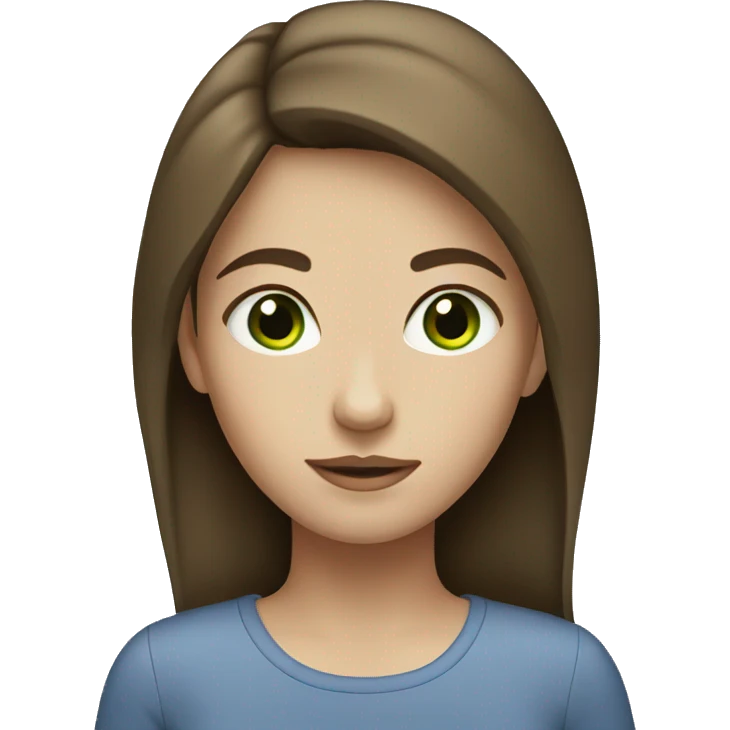 Girl with brown hair and green ish blue eyes emoji