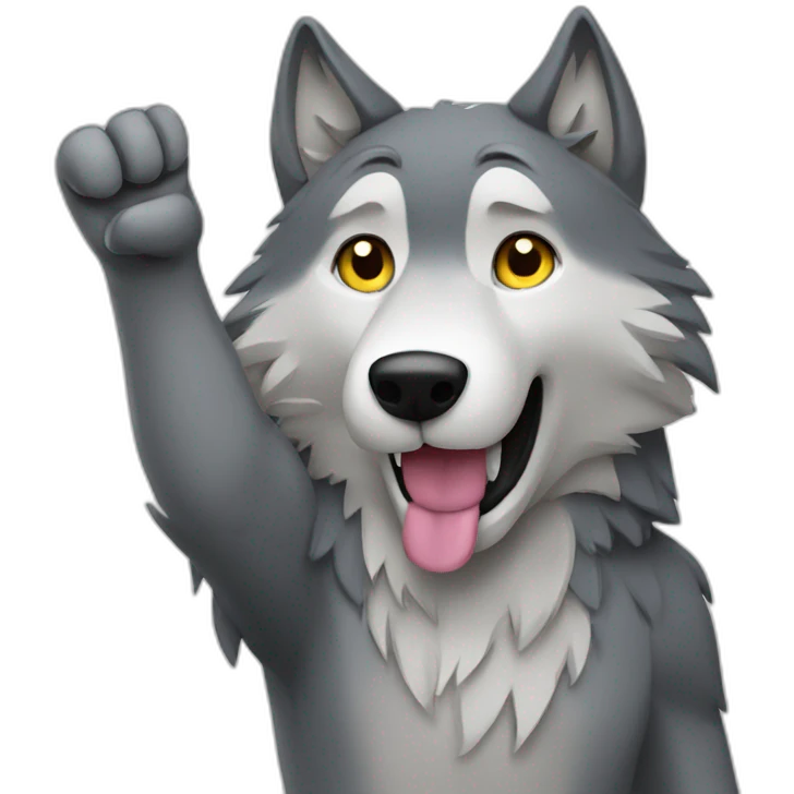 wolf waving hand emoji