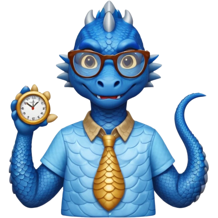 blue dragon with shirt and glasses emoji