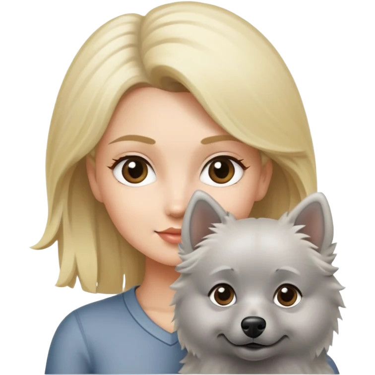 blonde with grey spitz dog emoji