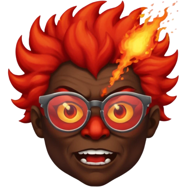 Демон в очках, позади него взырыв emoji