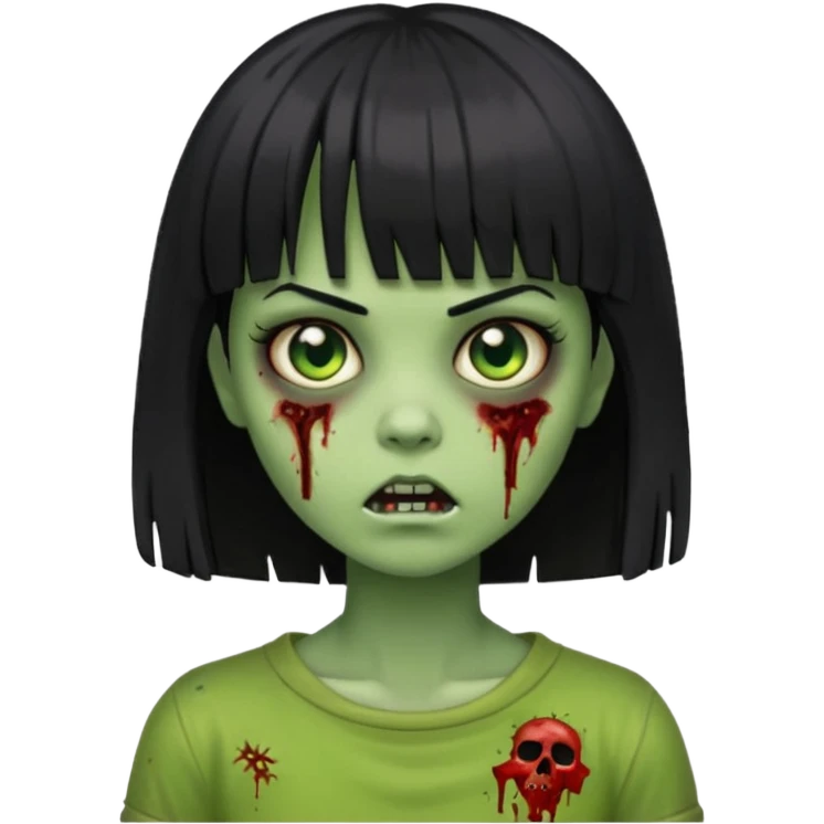 zombie girl straight hair with bangs short hair green skin and just an girl zombie emoji