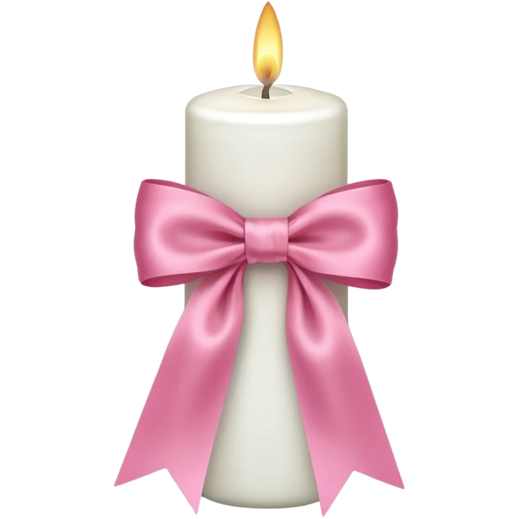 white candle with a pink bow emoji