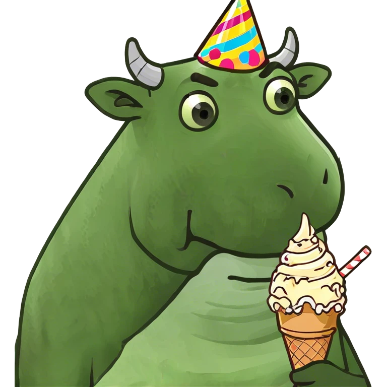 Cow eating ice cream cone  emoji