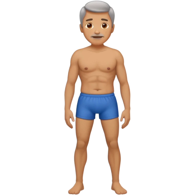 Clothed mature man staning, facing viewer, grabbing his crotch emoji