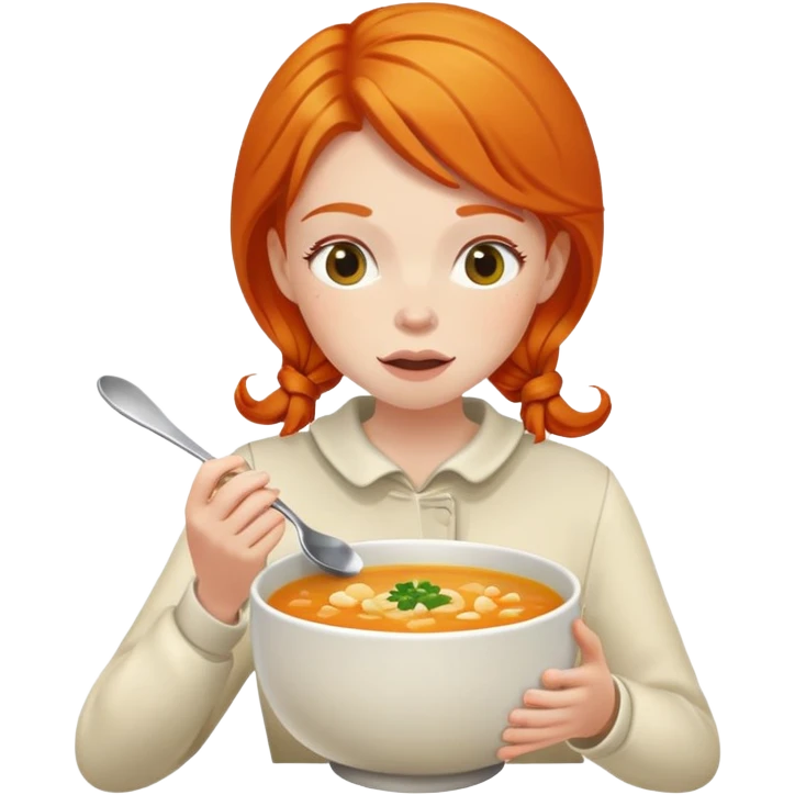 ginger woman eating soup emoji