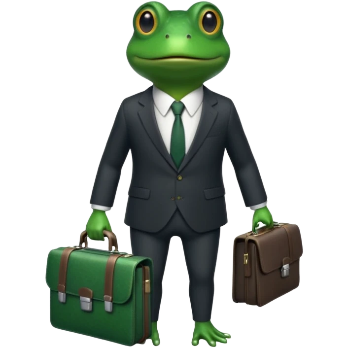 frog with a suit and tie and a briefcase emoji