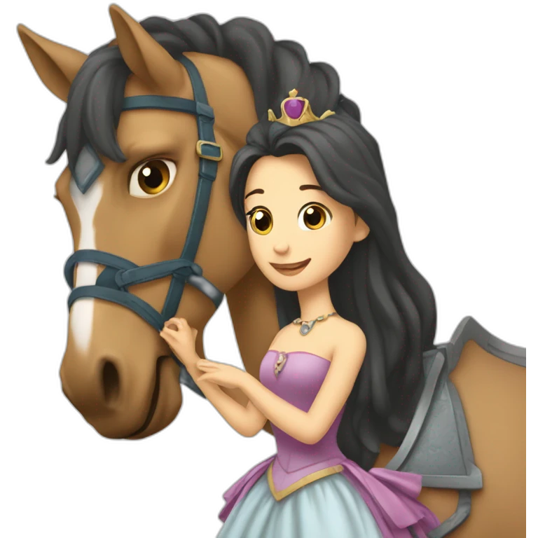 Cheval qui cabre avec une princesse dessus emoji
