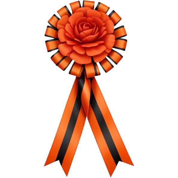 St. George ribbon and red carnation, symbol of Victory Day May 9 emoji