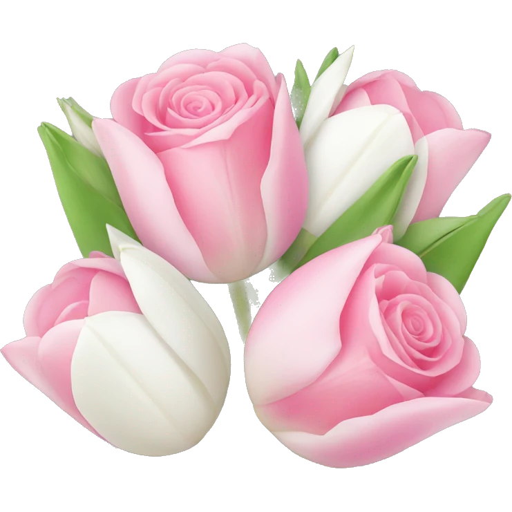 Bouquet of pink rose and white tulips emoji
