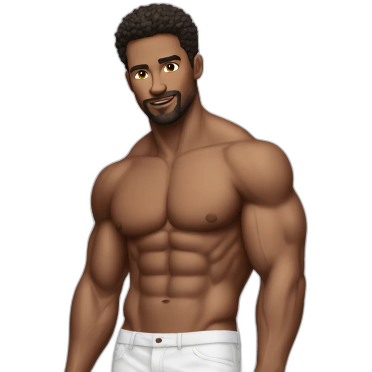 Man sexy abs White emoji
