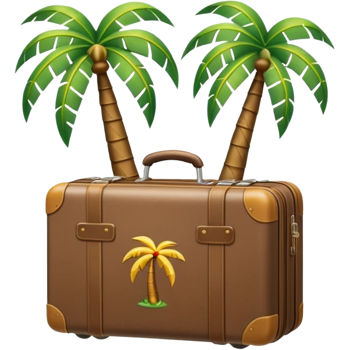 holiday incoming with suitcase and palm tree, motion lines or arrows to show incoming, suitable for Slack status emoji emoji