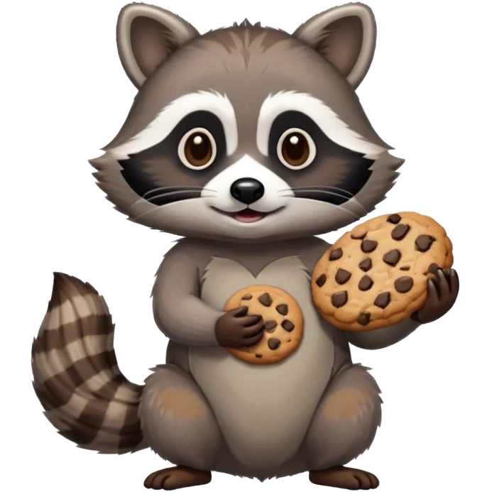 A raccoon is holding a cookie in his hands emoji