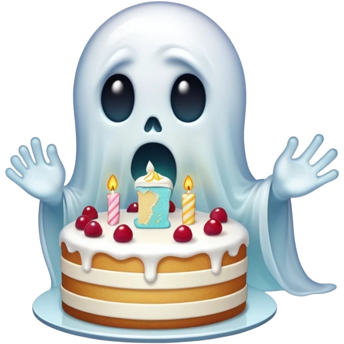 Ghost eating cake emoji