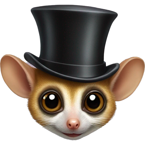 Mouse lemur wearing top hat emoji