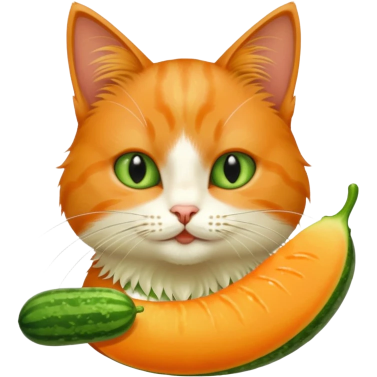 Cat eating cucumber and danve emoji