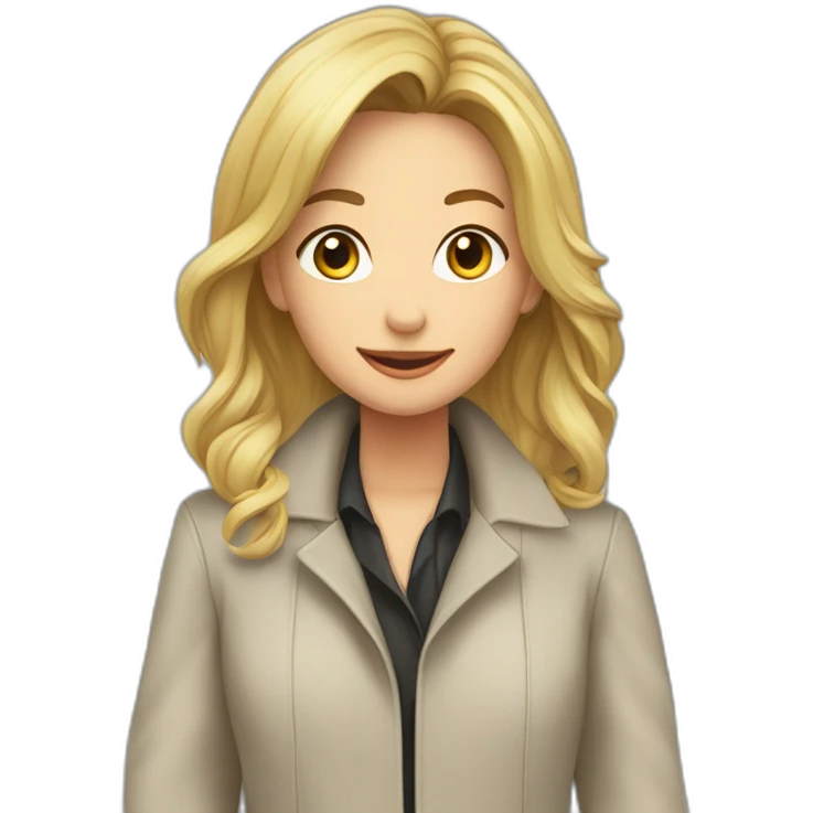 Christa en manteau dans ascenseur emoji