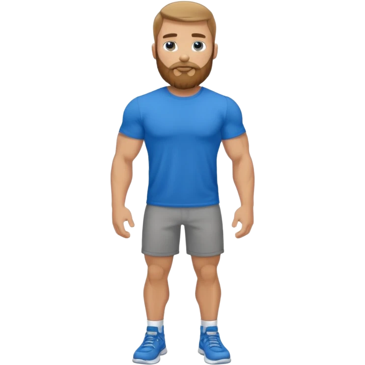 Naked sexy bald man with beard and blue eyes full body dad bod emoji