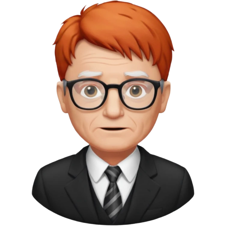 red-haired old man wearing glasses and black-white dress code emoji