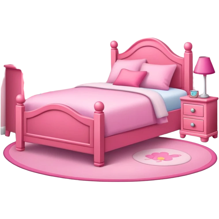 Little girls’s bedroom with pink bed and nightstand  emoji