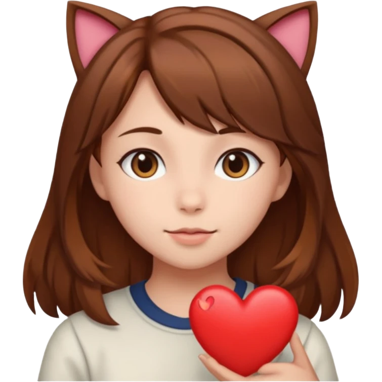 neko-girl with heart brown hair  emoji