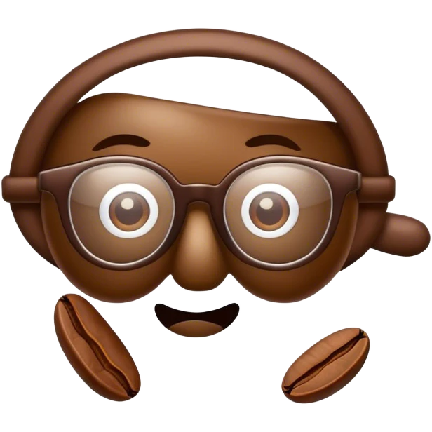 Coffee bean with glasses emoji