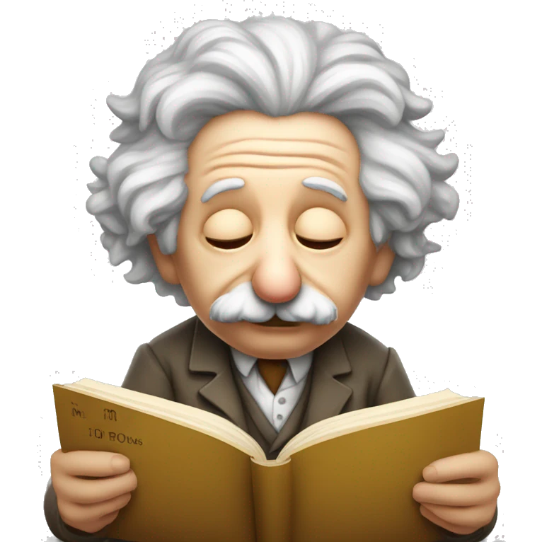 albert einstein sad reading book forward with small tier emoji