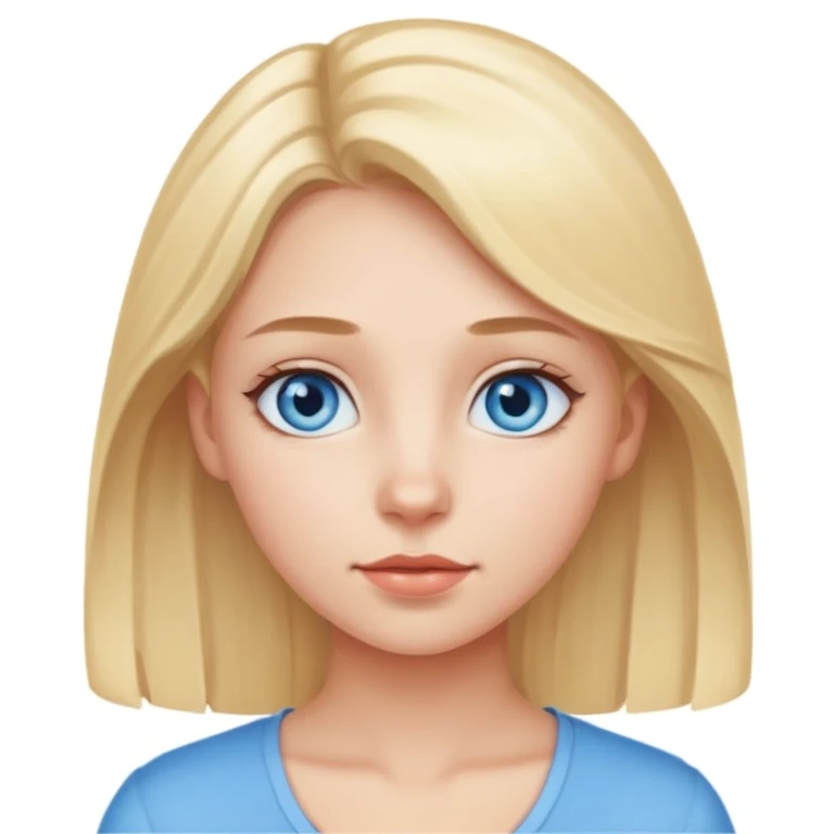 A girl with blue eyes, light hair to her chin emoji