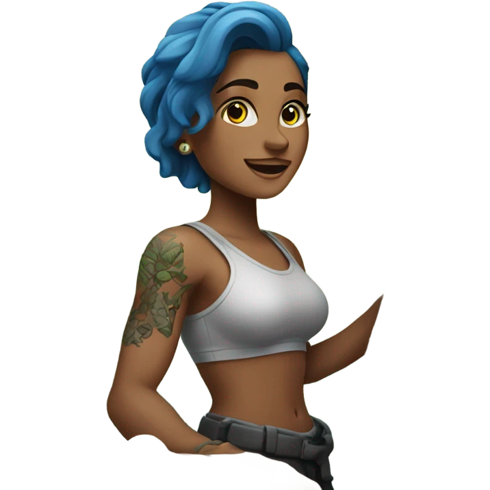Beautiful tattooed woman climbing rocks emoji