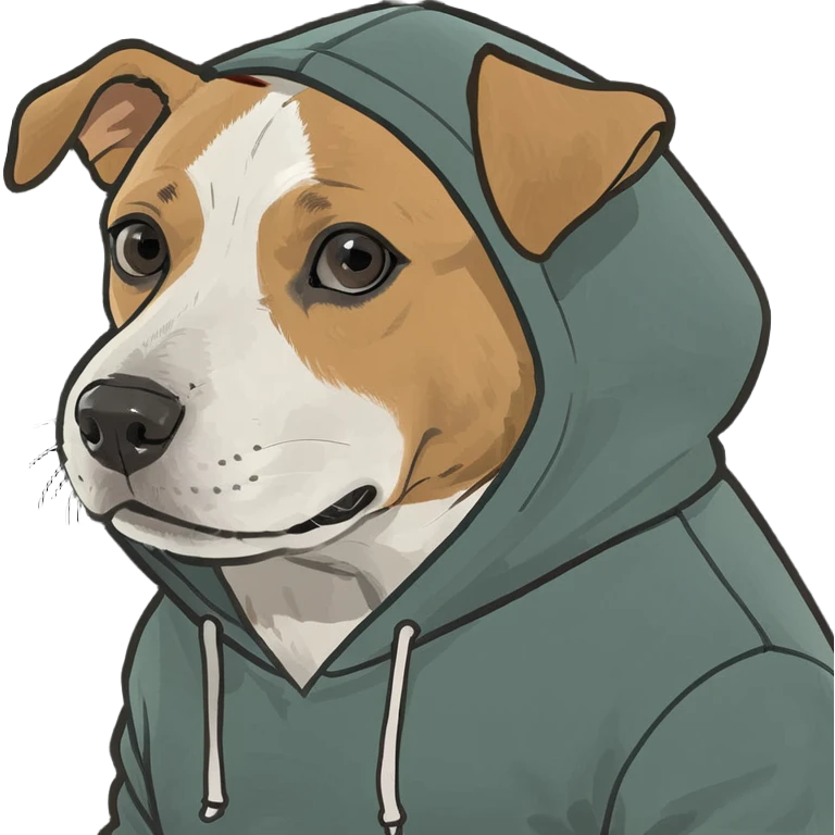 Dog wearing hoodie emoji