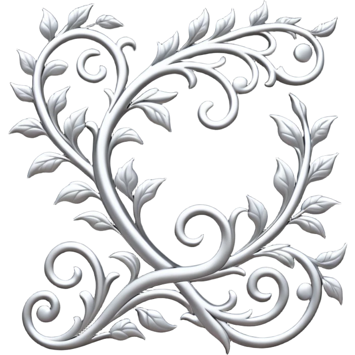 Black and silver filigree vine design, 3D, extremely detailed design emoji