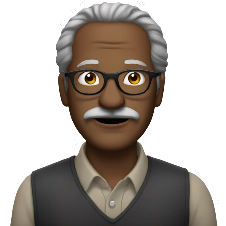a older man with straight, black long hair, a black mustache and glasses emoji