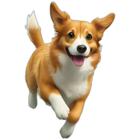 Duck tolling retriever corgi with green eyes jump in water emoji