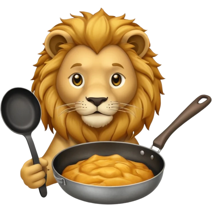 Lion holding frying pan emoji