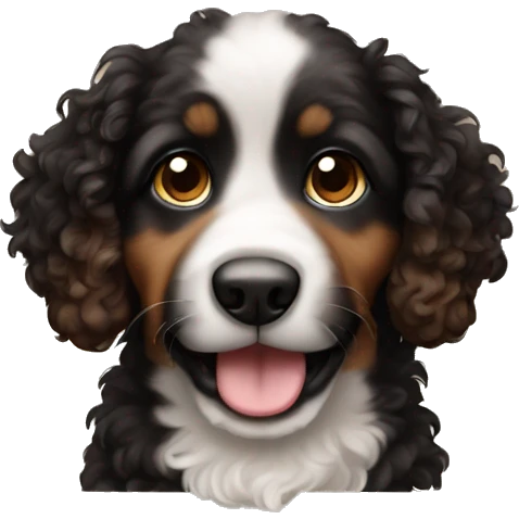 black and brown curly puppy emoji